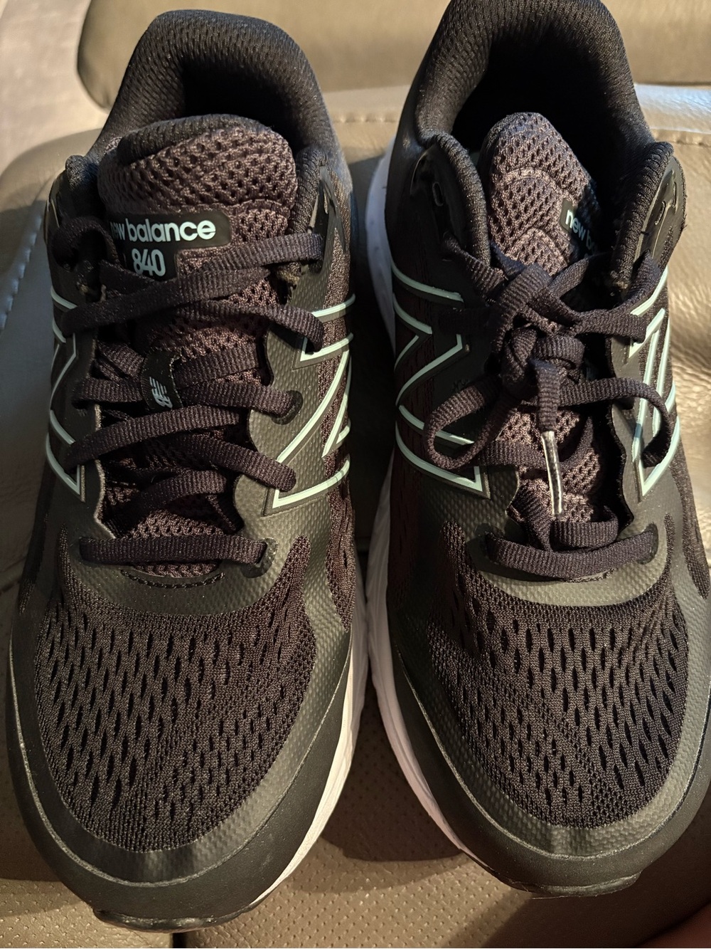 New Balance Women's Black Sneakers with Mint Accents